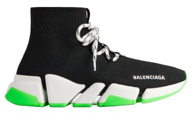 Balenciaga Speed 2.0 Lace-Up Recycled Knit Black/Green: Sustainable Luxury Meets Bold Design