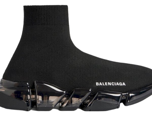 Balenciaga Speed 2.0 Black Recycled Knit with Full Clear Sole